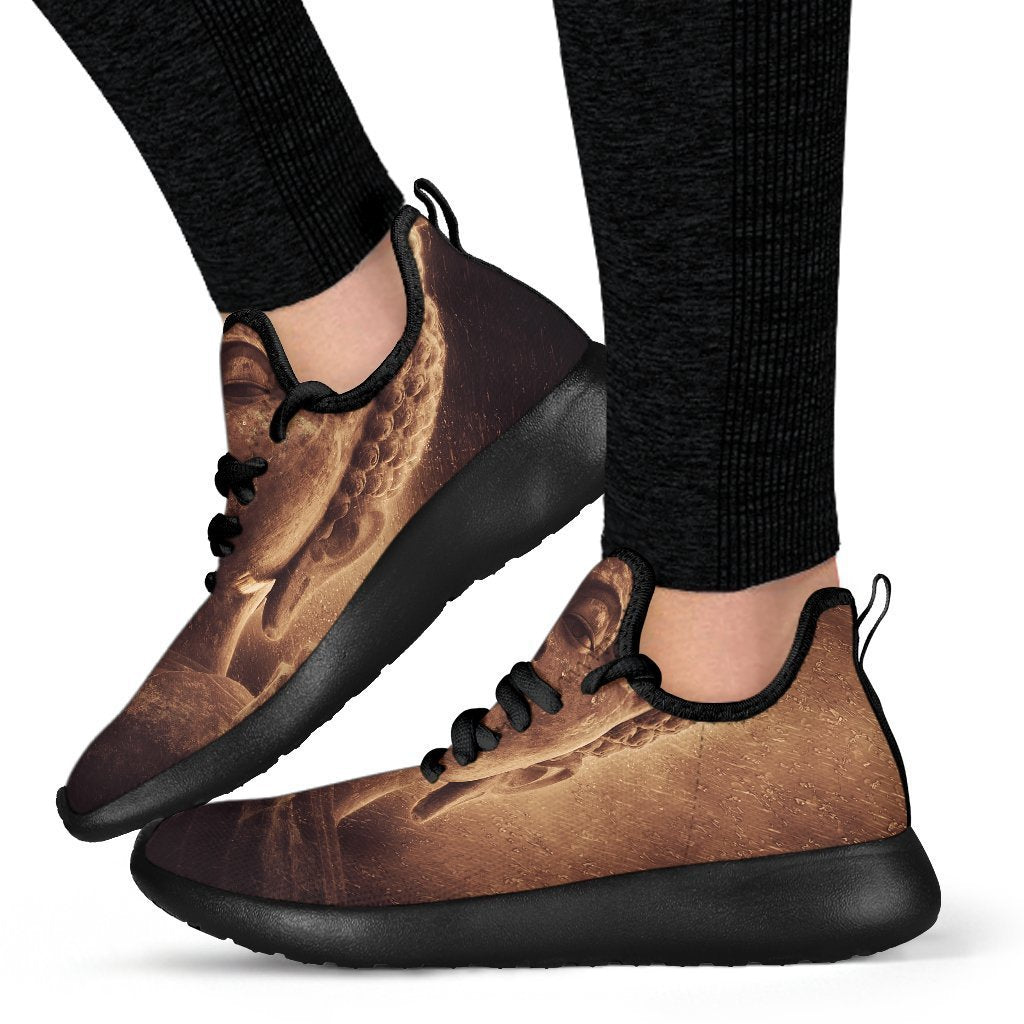 Vintage Buddha Statue Print Mesh Knit Shoes GearFrost