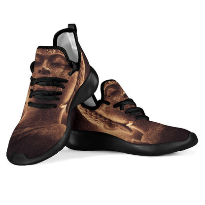Vintage Buddha Statue Print Mesh Knit Shoes GearFrost