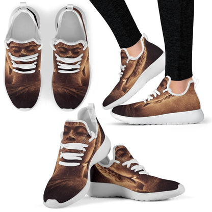 Vintage Buddha Statue Print Mesh Knit Shoes GearFrost