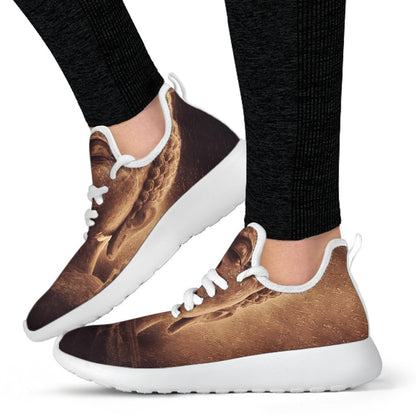 Vintage Buddha Statue Print Mesh Knit Shoes GearFrost