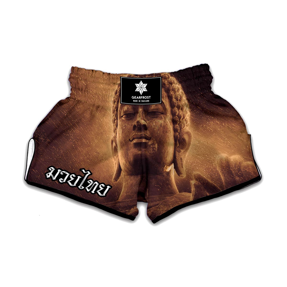 Vintage Buddha Statue Print Muay Thai Boxing Shorts