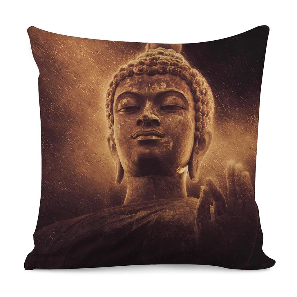 Vintage Buddha Statue Print Pillow Cover