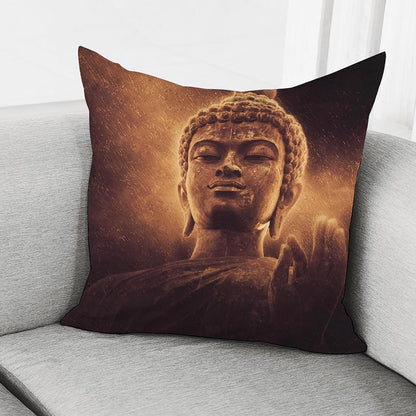 Vintage Buddha Statue Print Pillow Cover