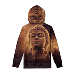 Vintage Buddha Statue Print Pullover Hoodie