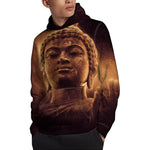 Vintage Buddha Statue Print Pullover Hoodie