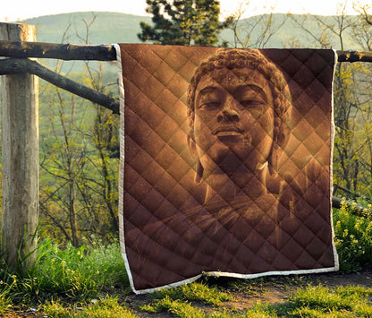Vintage Buddha Statue Print Quilt