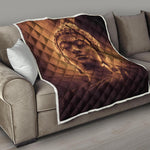 Vintage Buddha Statue Print Quilt