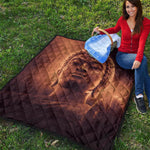 Vintage Buddha Statue Print Quilt