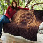 Vintage Buddha Statue Print Quilt