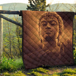 Vintage Buddha Statue Print Quilt