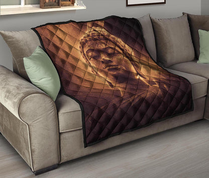 Vintage Buddha Statue Print Quilt