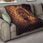 Vintage Buddha Statue Print Quilt
