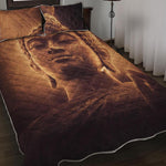 Vintage Buddha Statue Print Quilt Bed Set