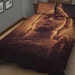 Vintage Buddha Statue Print Quilt Bed Set