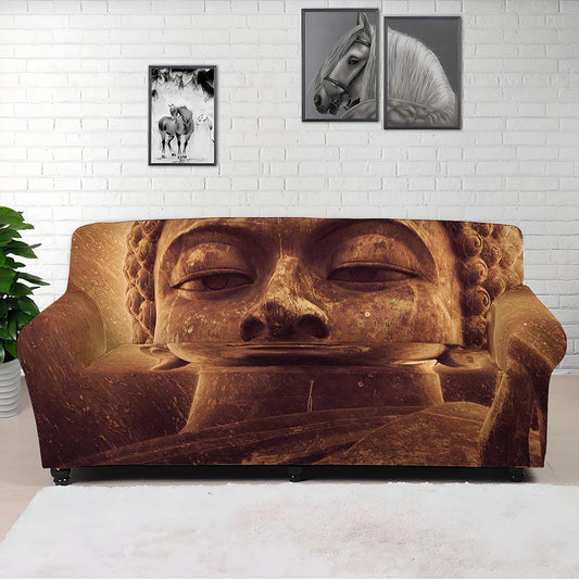 Vintage Buddha Statue Print Sofa Cover