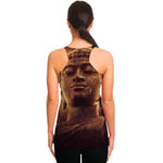 Vintage Buddha Statue Print Women's Racerback Tank Top