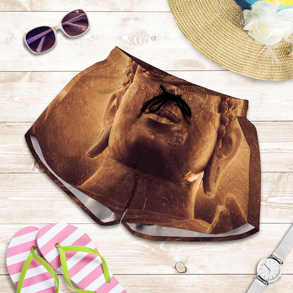 Vintage Buddha Statue Print Women's Shorts