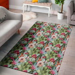 Vintage Cactus And Flower Print Area Rug