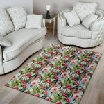 Vintage Cactus And Flower Print Area Rug