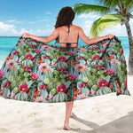 Vintage Cactus And Flower Print Beach Sarong Wrap