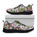 Vintage Cactus And Flower Print Black Running Shoes