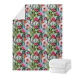 Vintage Cactus And Flower Print Blanket