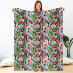 Vintage Cactus And Flower Print Blanket