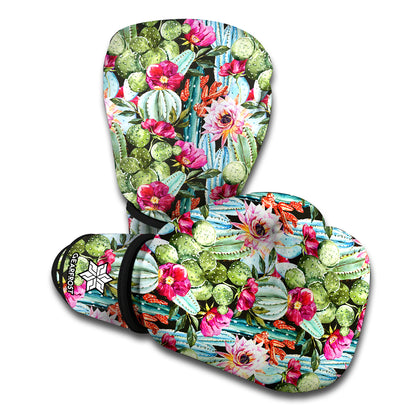 Vintage Cactus And Flower Print Boxing Gloves