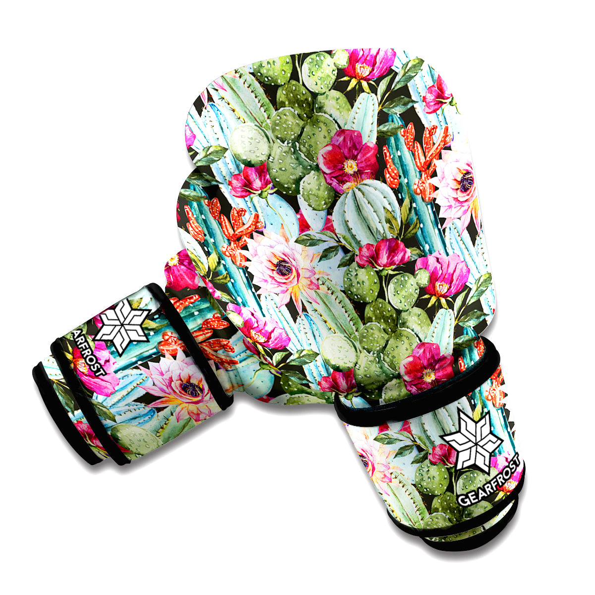 Vintage Cactus And Flower Print Boxing Gloves