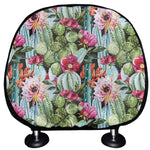 Vintage Cactus And Flower Print Car Headrest Covers