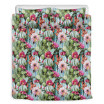 Vintage Cactus And Flower Print Duvet Cover Bedding Set