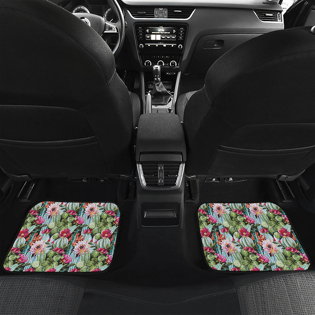 Vintage Cactus And Flower Print Front and Back Car Floor Mats