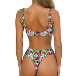 Vintage Cactus And Flower Print Front Bow Tie Bikini