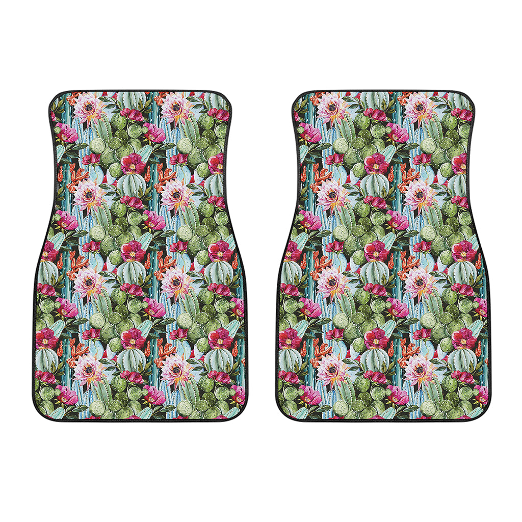 Vintage Cactus And Flower Print Front Car Floor Mats