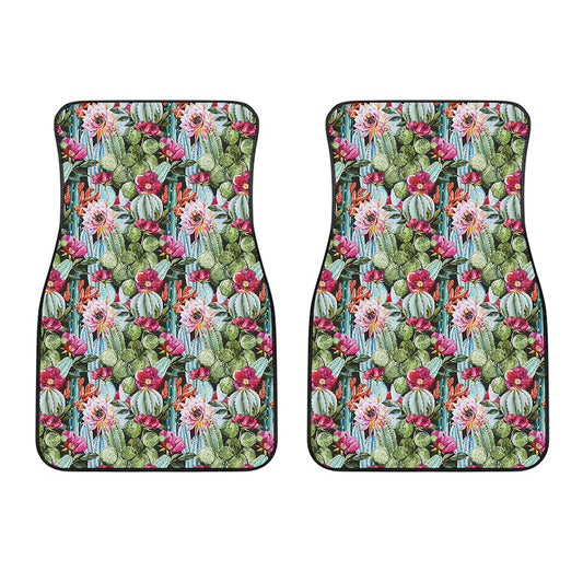 Vintage Cactus And Flower Print Front Car Floor Mats