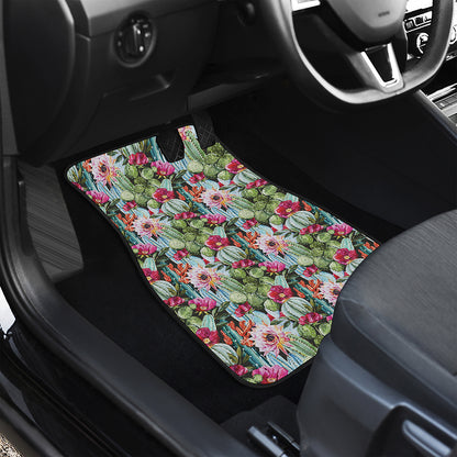 Vintage Cactus And Flower Print Front Car Floor Mats