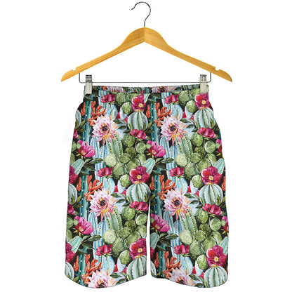 Vintage Cactus And Flower Print Men's Shorts