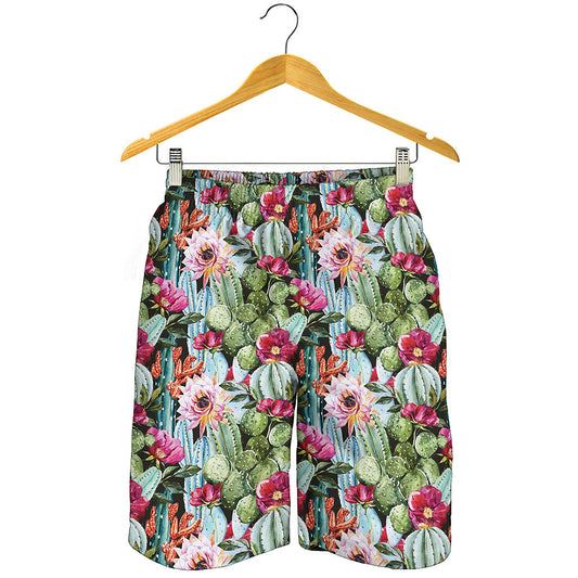 Vintage Cactus And Flower Print Men's Shorts