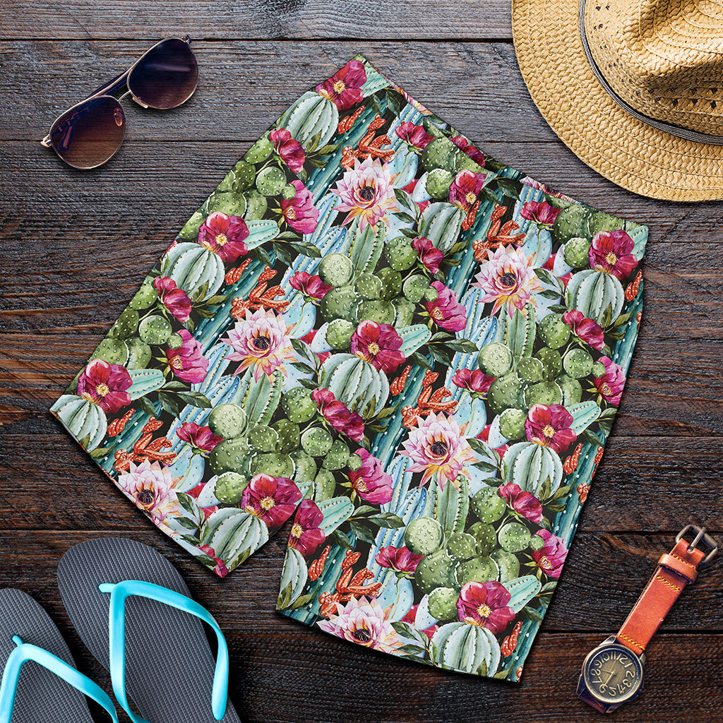 Vintage Cactus And Flower Print Men's Shorts