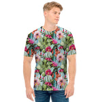 Vintage Cactus And Flower Print Men's T-Shirt