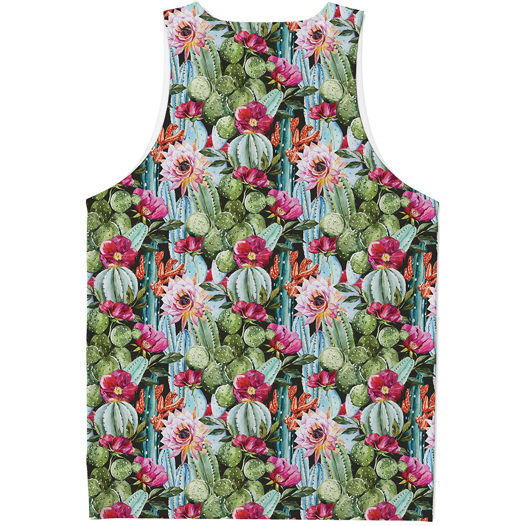 Vintage Cactus And Flower Print Men's Tank Top