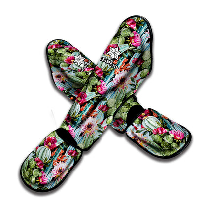 Vintage Cactus And Flower Print Muay Thai Shin Guard