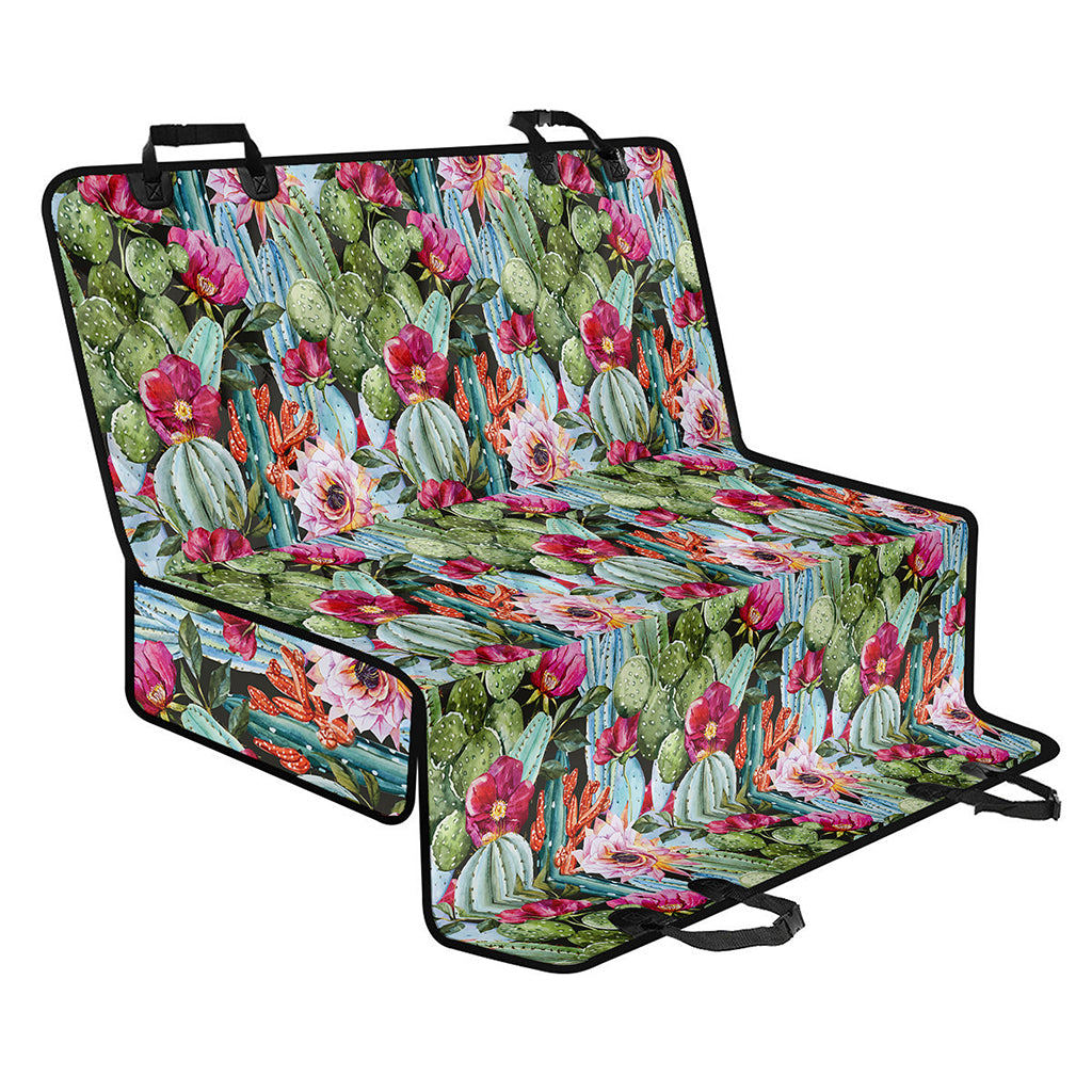 Vintage Cactus And Flower Print Pet Car Back Seat Cover