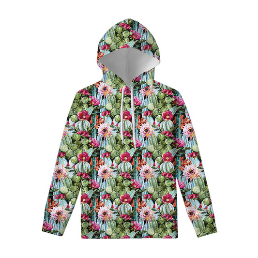 Vintage Cactus And Flower Print Pullover Hoodie