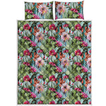 Vintage Cactus And Flower Print Quilt Bed Set