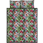 Vintage Cactus And Flower Print Quilt Bed Set