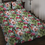 Vintage Cactus And Flower Print Quilt Bed Set