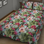 Vintage Cactus And Flower Print Quilt Bed Set