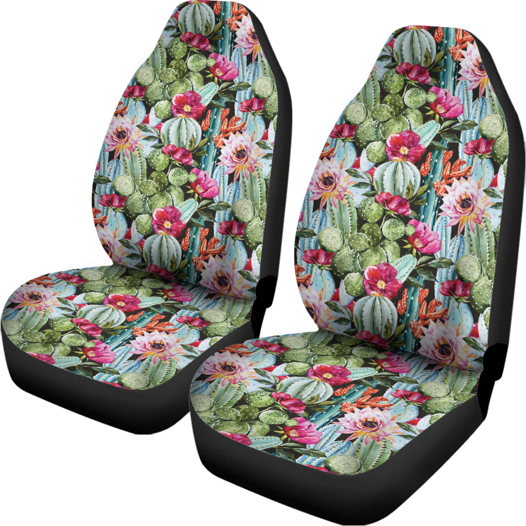 Vintage Cactus And Flower Print Universal Fit Car Seat Covers