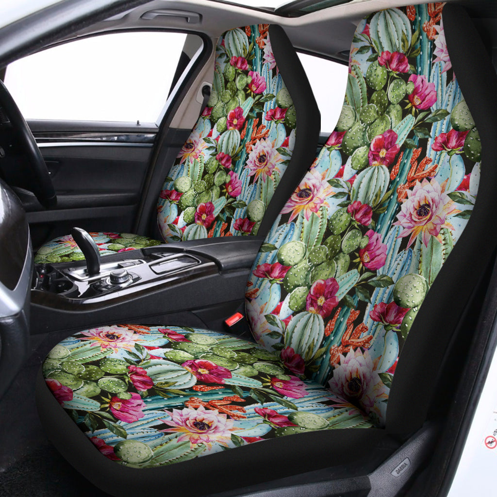Vintage Cactus And Flower Print Universal Fit Car Seat Covers